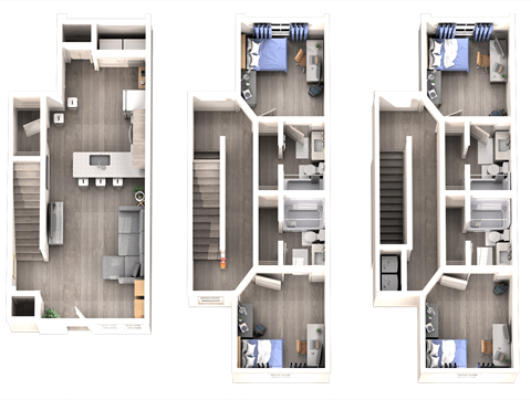 Floor plan for 4 beds, 4 baths, 402 sqft